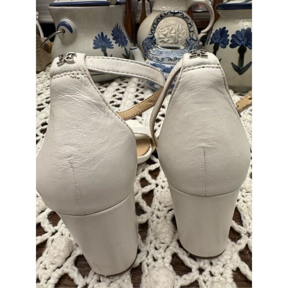 Sam Edelman white 3 inches heel sandal size 8.5 leather upper and balance man ma - Picture 5 of 9